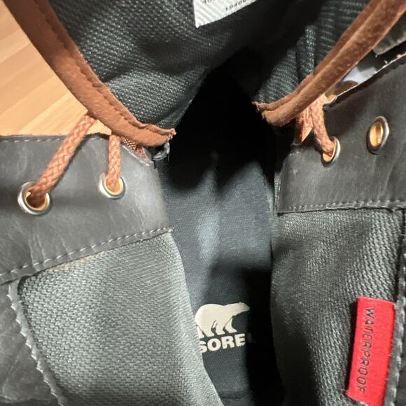 Sorel Caribou OTM WP Waterproof Leather Boots Dark Amber Spark Orange Mens Sz 12 - Picture 8 of 10